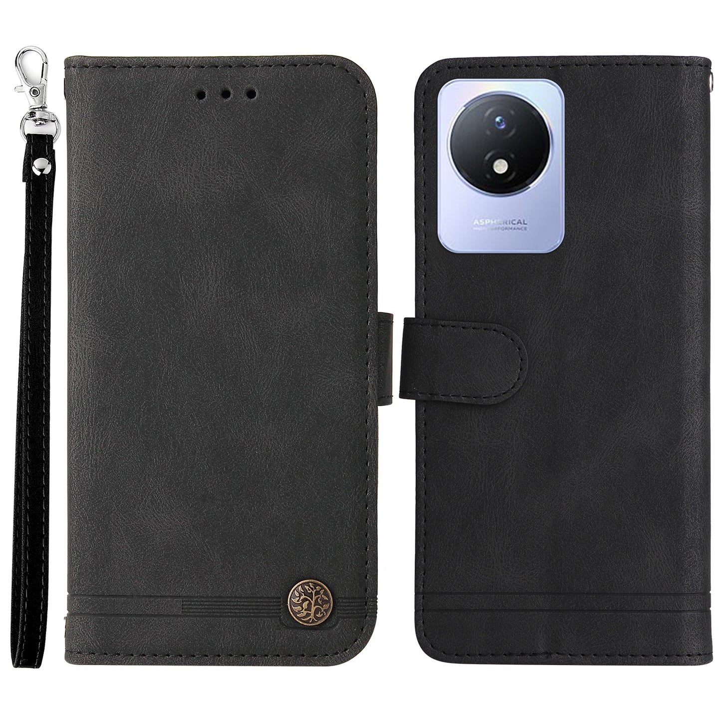 For vivo Y02 4G Magnetic Closure Phone Cover Skin-touch Feeling Leather Imprinted Lines Stand Case Wallet