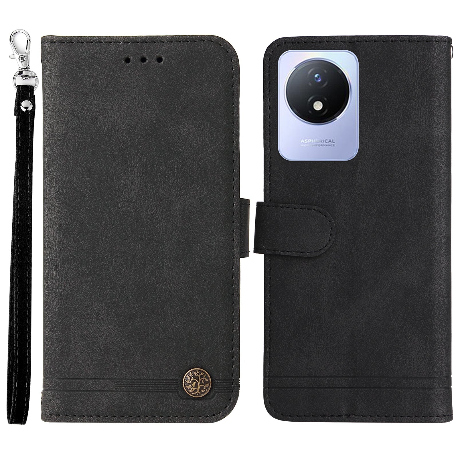 For vivo Y02 4G Magnetic Closure Phone Cover Skin-touch Feeling Leather Imprinted Lines Stand Case Wallet