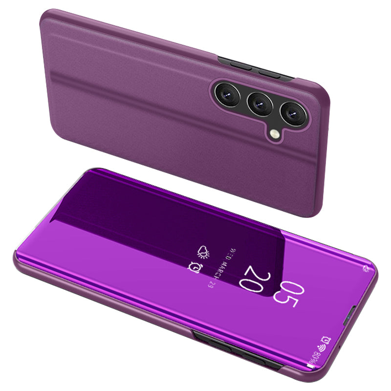 For Samsung Galaxy A24 4G View Window Mirror PU Leather Case Stand Electroplating Phone Cover