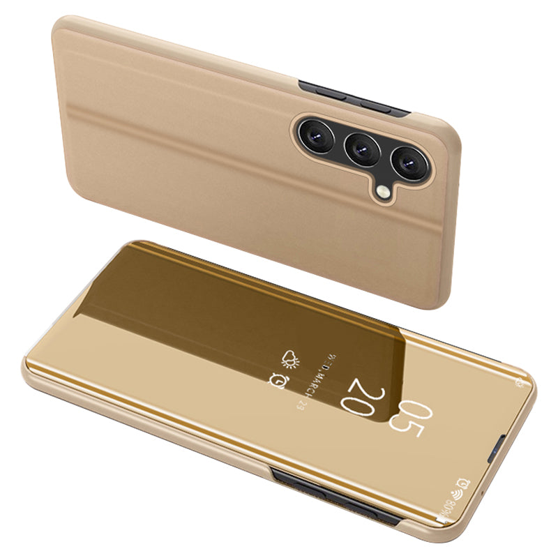 For Samsung Galaxy A24 4G View Window Mirror PU Leather Case Stand Electroplating Phone Cover