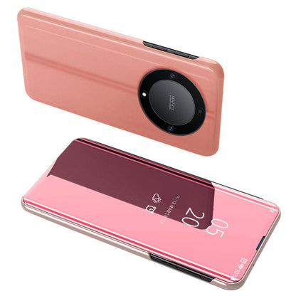 Leather Case for Honor X9a 5G / Magic5 Lite 5G View Window Stand Mirror Electroplating Phone Cover