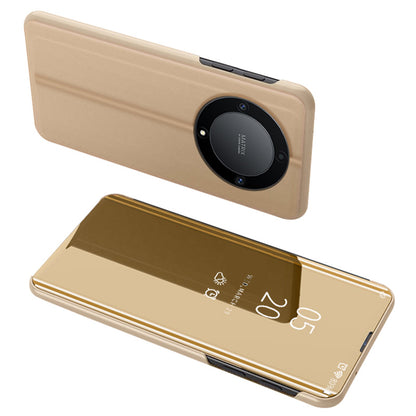 Leather Case for Honor X9a 5G / Magic5 Lite 5G View Window Stand Mirror Electroplating Phone Cover