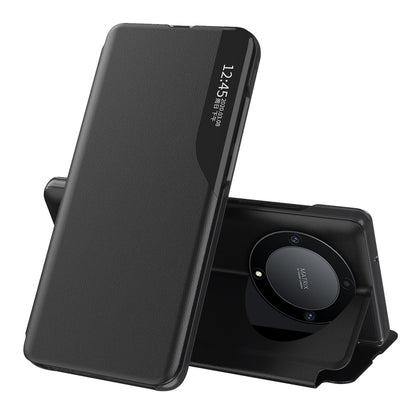 For Honor X9a 5G / Magic5 Lite 5G PU Leather Shell Side View Window Stand Case Phone Cover