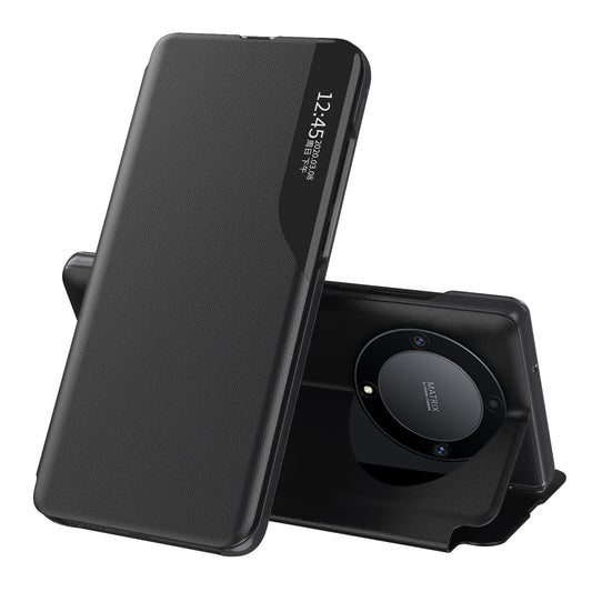 For Honor X9a 5G / Magic5 Lite 5G PU Leather Shell Side View Window Stand Case Phone Cover