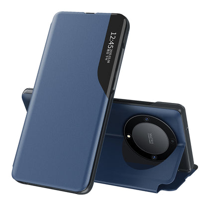 For Honor X9a 5G / Magic5 Lite 5G PU Leather Shell Side View Window Stand Case Phone Cover