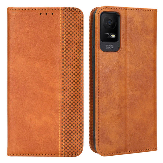 For TCL Ion X Phone Stand Case Retro PU Leather TPU Wallet Protective Phone Cover