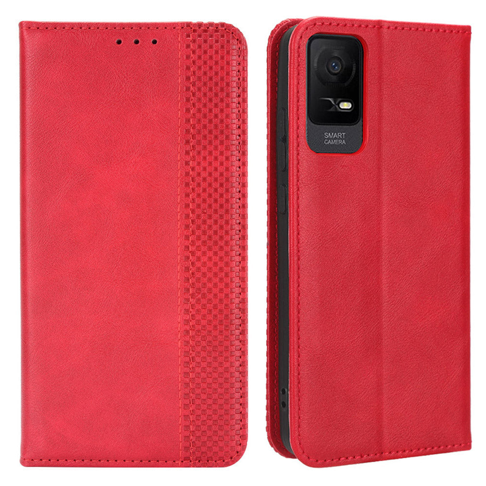 For TCL Ion X Phone Stand Case Retro PU Leather TPU Wallet Protective Phone Cover