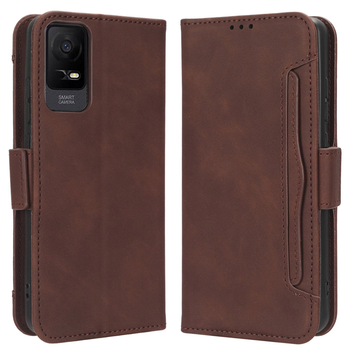 For TCL Ion X PU Leather Phone Case Multiple Card Slots Mobile Phone Cover with Wallet Stand