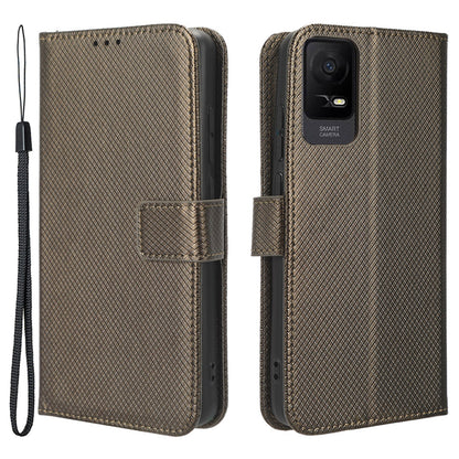 For TCL Ion X Diamond Texture Leather Phone Case Wallet Stand Anti-scratch Phone Cover
