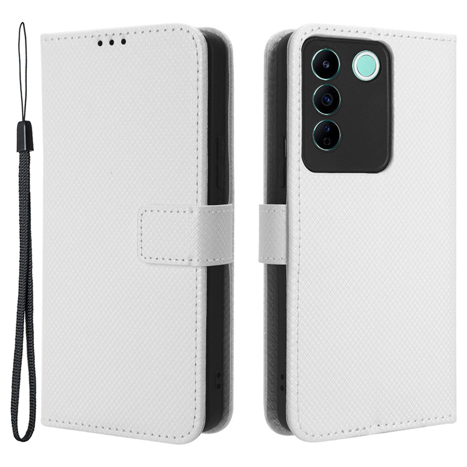 For vivo V27e 5G / S16e 5G Protective Phone Case Diamond Texture Wallet Stand Phone Leather Cover