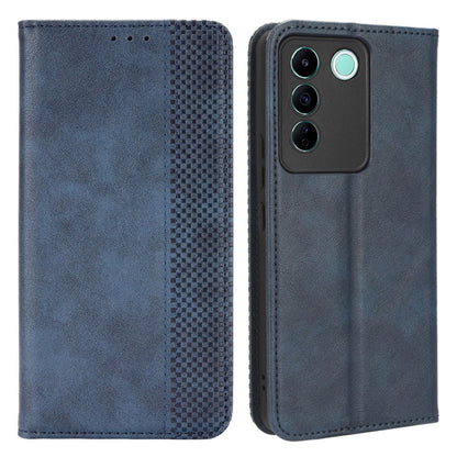 For vivo V27e 5G / S16e 5G Retro Phone Case PU Leather Stand Wallet Magnetic Flip Phone Cover