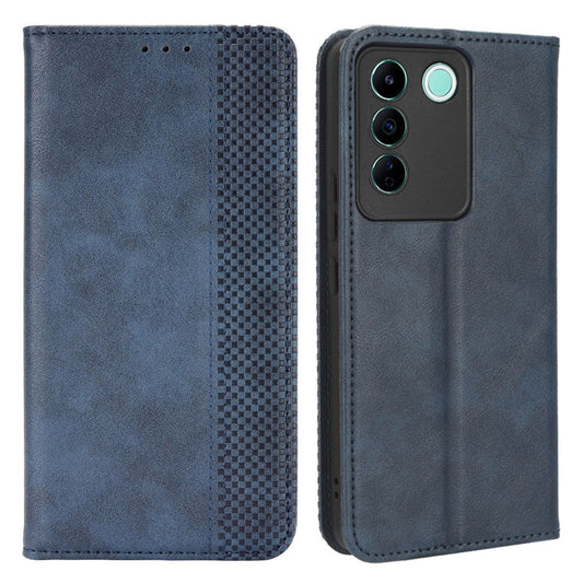 For vivo V27e 5G / S16e 5G Retro Phone Case PU Leather Stand Wallet Magnetic Flip Phone Cover