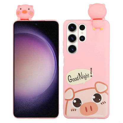 For Samsung Galaxy S23 Ultra TPU+Silicone Phone Case Cell Phone Cover with Cartoon 3D Animal Figure