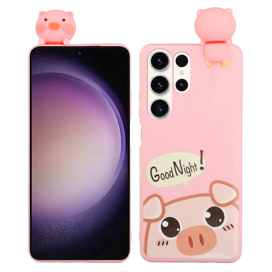 For Samsung Galaxy S23 Ultra TPU+Silicone Phone Case Cell Phone Cover with Cartoon 3D Animal Figure