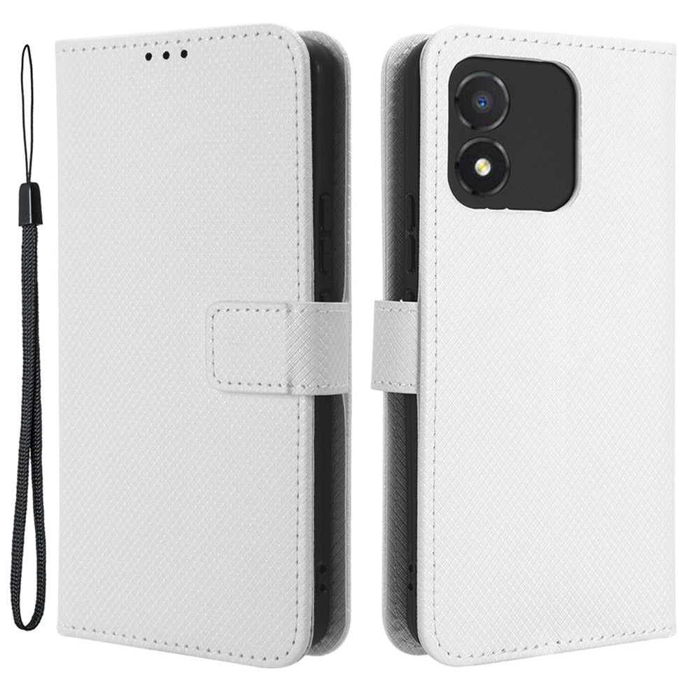 For Honor X5 4G Phone Case Diamond Texture PU Leather Wallet Drop-proof Stand Cover