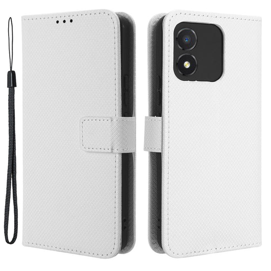 For Honor X5 4G Phone Case Diamond Texture PU Leather Wallet Drop-proof Stand Cover