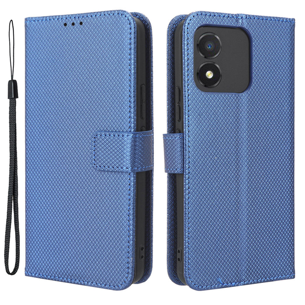 For Honor X5 4G Phone Case Diamond Texture PU Leather Wallet Drop-proof Stand Cover