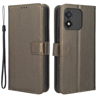 For Honor X5 4G Phone Case Diamond Texture PU Leather Wallet Drop-proof Stand Cover