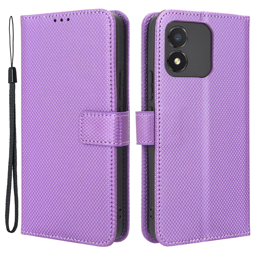 For Honor X5 4G Phone Case Diamond Texture PU Leather Wallet Drop-proof Stand Cover