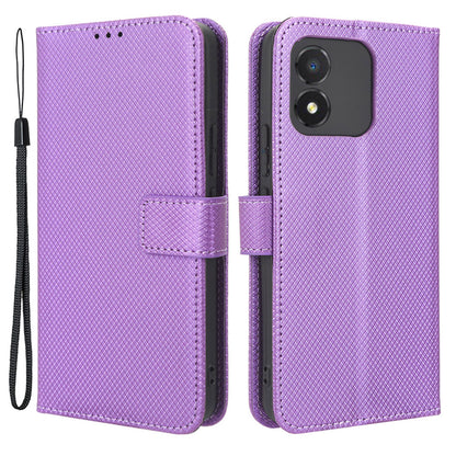 For Honor X5 4G Phone Case Diamond Texture PU Leather Wallet Drop-proof Stand Cover