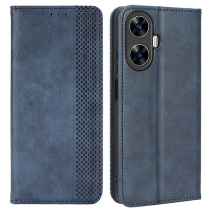 For Realme C55 / narzo N55 4G Retro Magnetic Absorption Flip Stand Cover PU Leather Wallet Phone Case