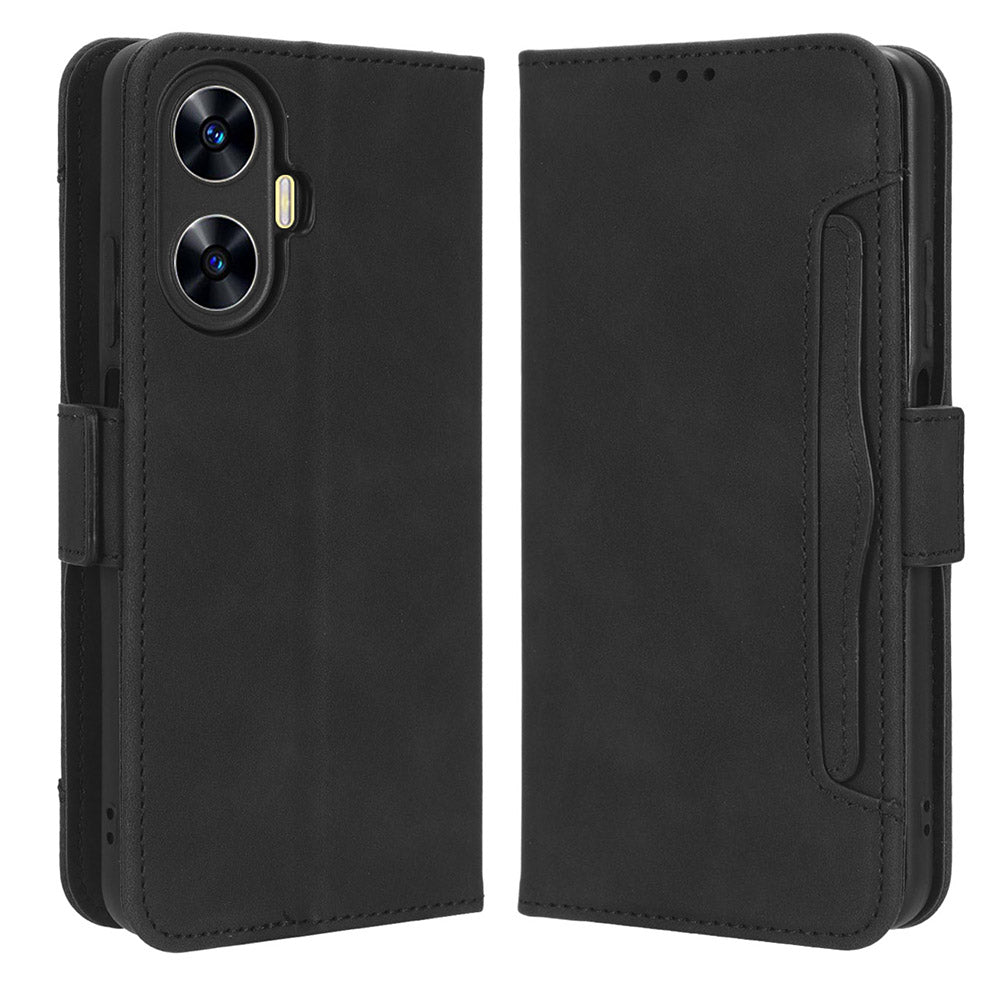 For Realme C55 / narzo N55 4G Phone Leather Case Multiple Card Slots Stand Phone Protective Cover
