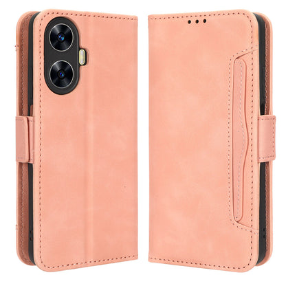 For Realme C55 / narzo N55 4G Phone Leather Case Multiple Card Slots Stand Phone Protective Cover