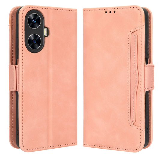 For Realme C55 / narzo N55 4G Phone Leather Case Multiple Card Slots Stand Phone Protective Cover
