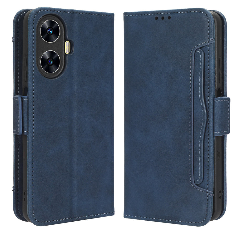 For Realme C55 / narzo N55 4G Phone Leather Case Multiple Card Slots Stand Phone Protective Cover