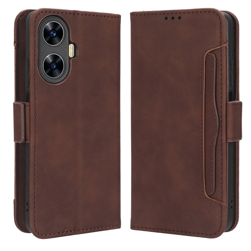 For Realme C55 / narzo N55 4G Phone Leather Case Multiple Card Slots Stand Phone Protective Cover