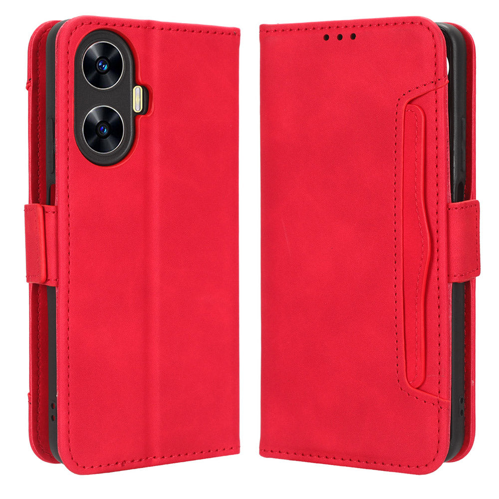 For Realme C55 / narzo N55 4G Phone Leather Case Multiple Card Slots Stand Phone Protective Cover