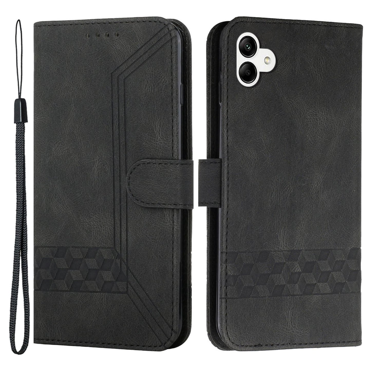 YX0010 Series Leather Phone Case for Samsung Galaxy A04 4G (164.4 x 76.3 x 9.1 mm) / A04e 4G , Wallet Stand Pattern Imprinted Flip Cover