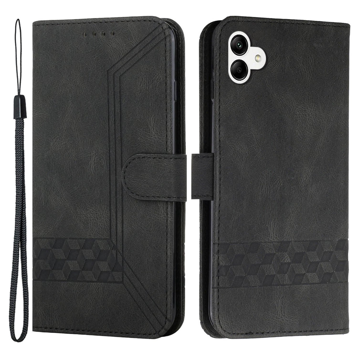 YX0010 Series Leather Phone Case for Samsung Galaxy A04 4G (164.4 x 76.3 x 9.1 mm) / A04e 4G , Wallet Stand Pattern Imprinted Flip Cover