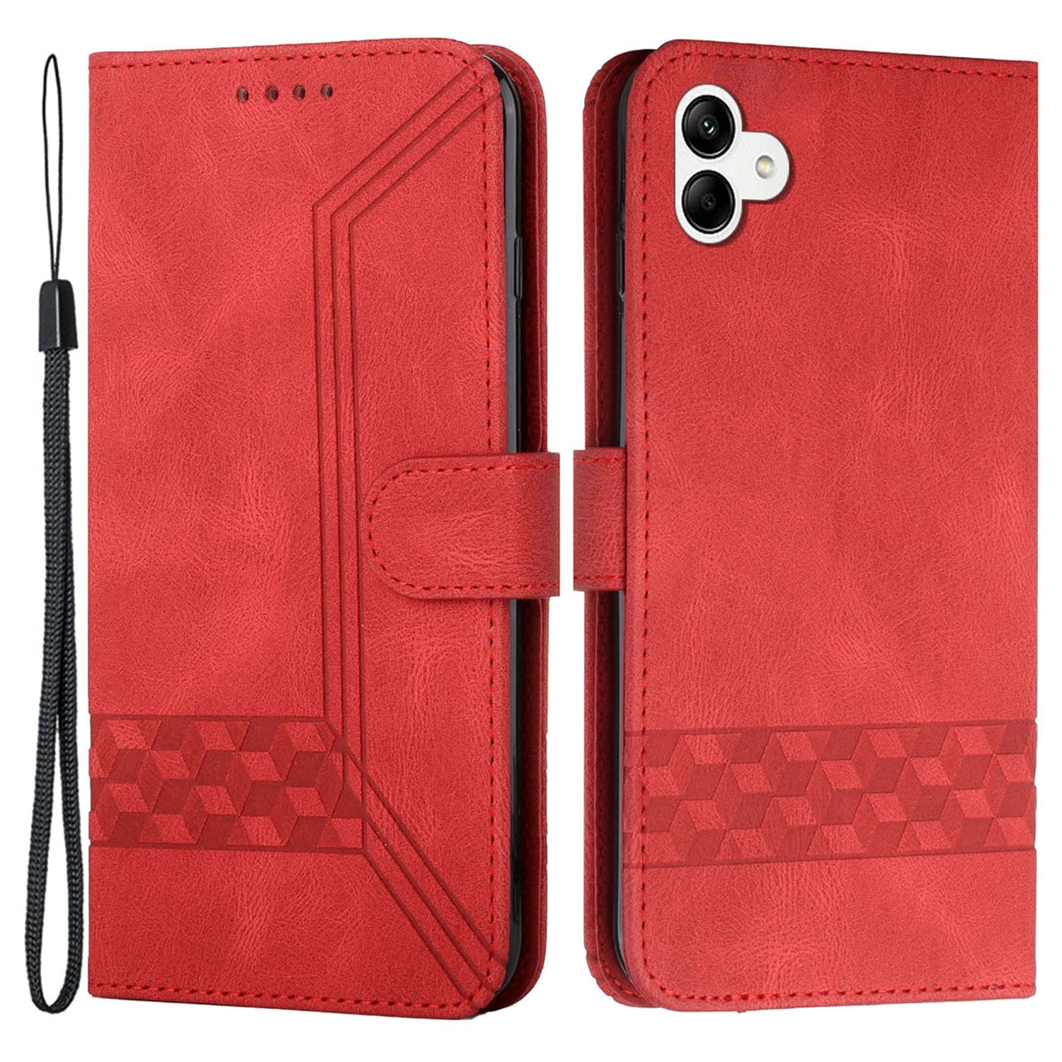 YX0010 Series Leather Phone Case for Samsung Galaxy A04 4G (164.4 x 76.3 x 9.1 mm) / A04e 4G , Wallet Stand Pattern Imprinted Flip Cover