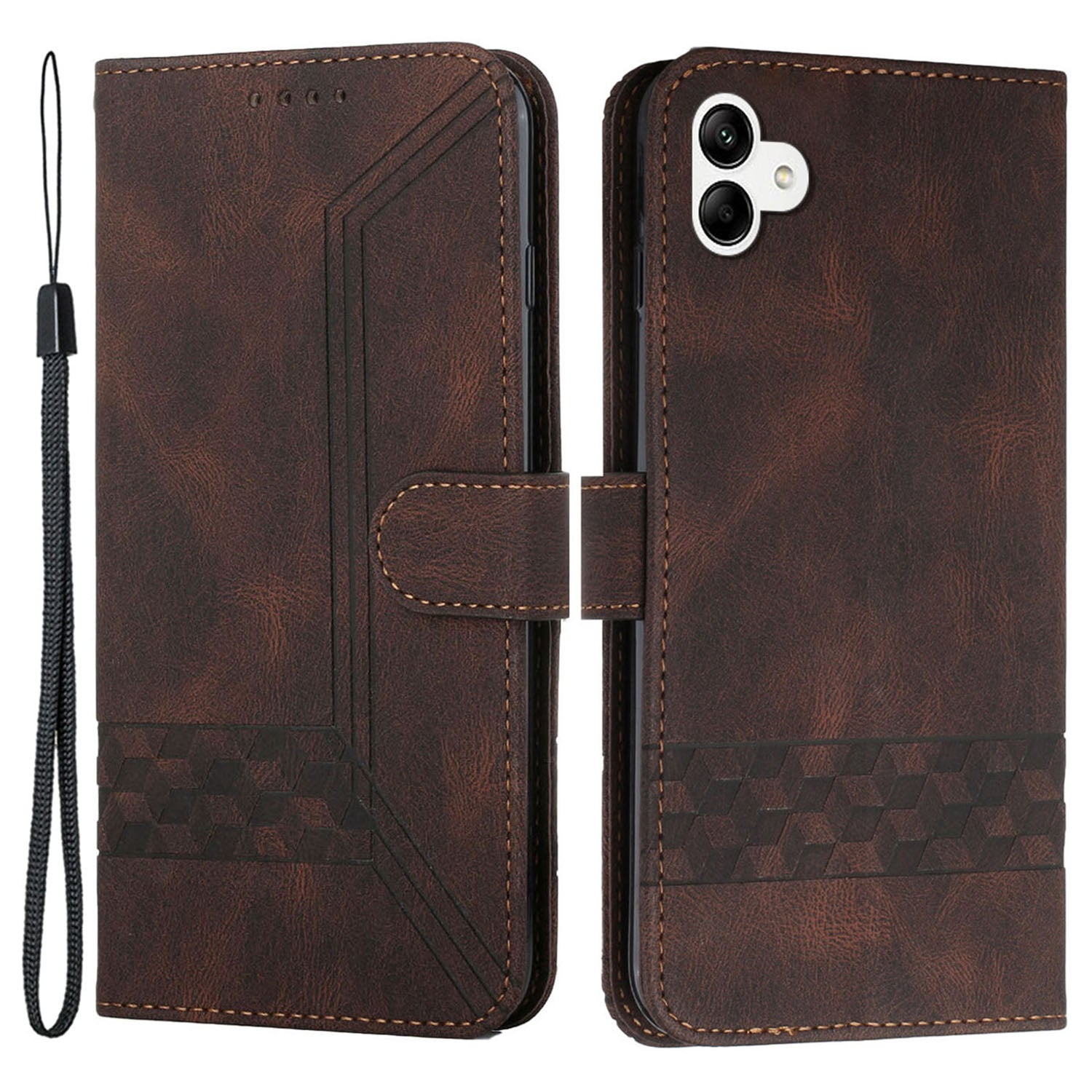 YX0010 Series Leather Phone Case for Samsung Galaxy A04 4G (164.4 x 76.3 x 9.1 mm) / A04e 4G , Wallet Stand Pattern Imprinted Flip Cover