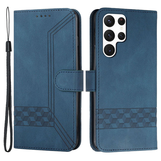 YX0010 Series for Samsung Galaxy S23 Ultra PU Leather Phone Case Wallet Stand Imprinted Pattern Flip Folio Cover