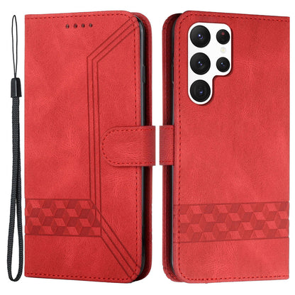 YX0010 Series for Samsung Galaxy S23 Ultra PU Leather Phone Case Wallet Stand Imprinted Pattern Flip Folio Cover
