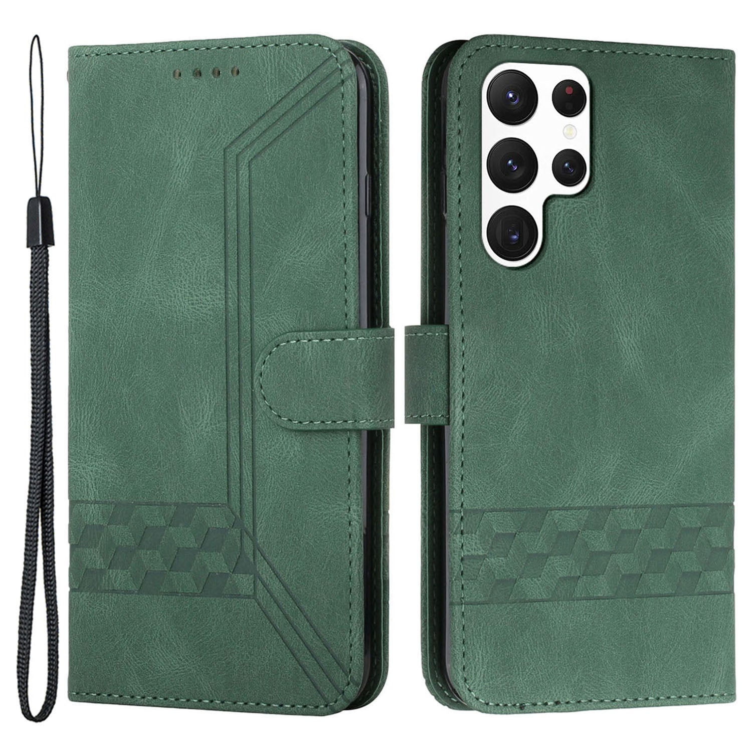 YX0010 Series for Samsung Galaxy S23 Ultra PU Leather Phone Case Wallet Stand Imprinted Pattern Flip Folio Cover