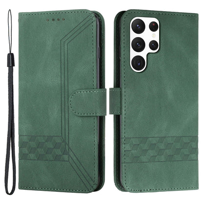 YX0010 Series for Samsung Galaxy S23 Ultra PU Leather Phone Case Wallet Stand Imprinted Pattern Flip Folio Cover