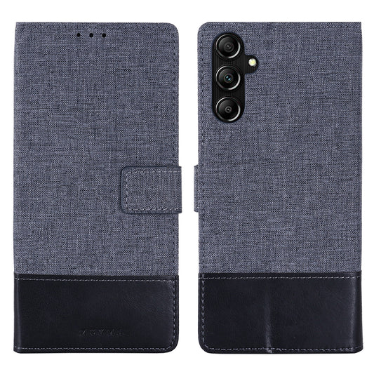 MUXMA MX102 for Samsung Galaxy A14 4G / 5G Canvas PU Leather Splicing Phone Case Wallet Stand Cover