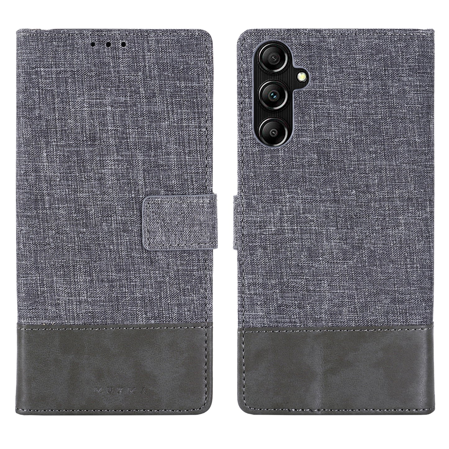 MUXMA MX102 for Samsung Galaxy A14 4G / 5G Canvas PU Leather Splicing Phone Case Wallet Stand Cover