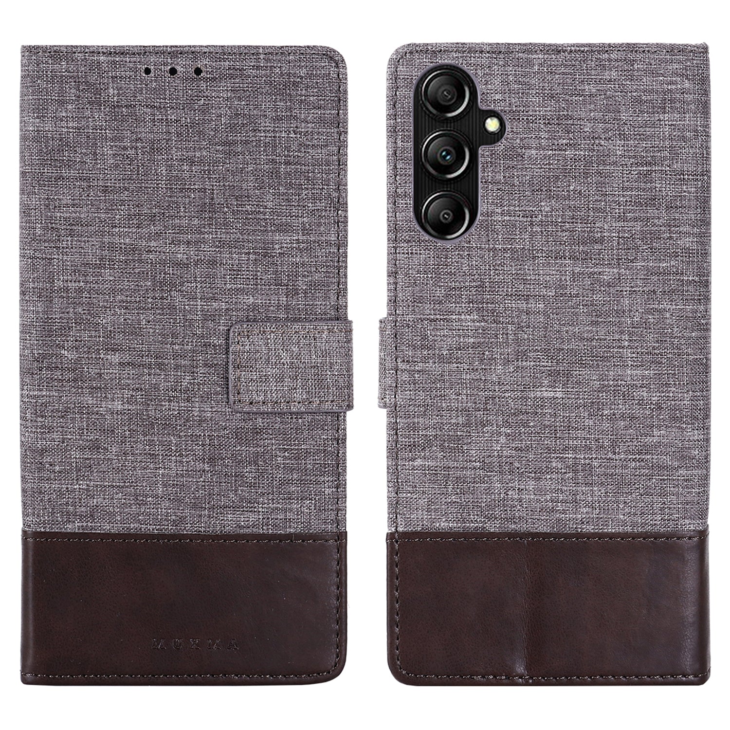 MUXMA MX102 for Samsung Galaxy A14 4G / 5G Canvas PU Leather Splicing Phone Case Wallet Stand Cover