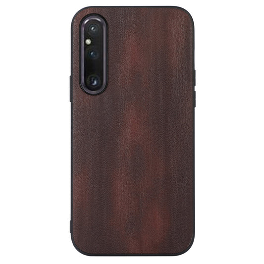 For Sony Xperia 1 V Phone Case, Cowhide Textured PU Leather Coated TPU + PC Protective Cover