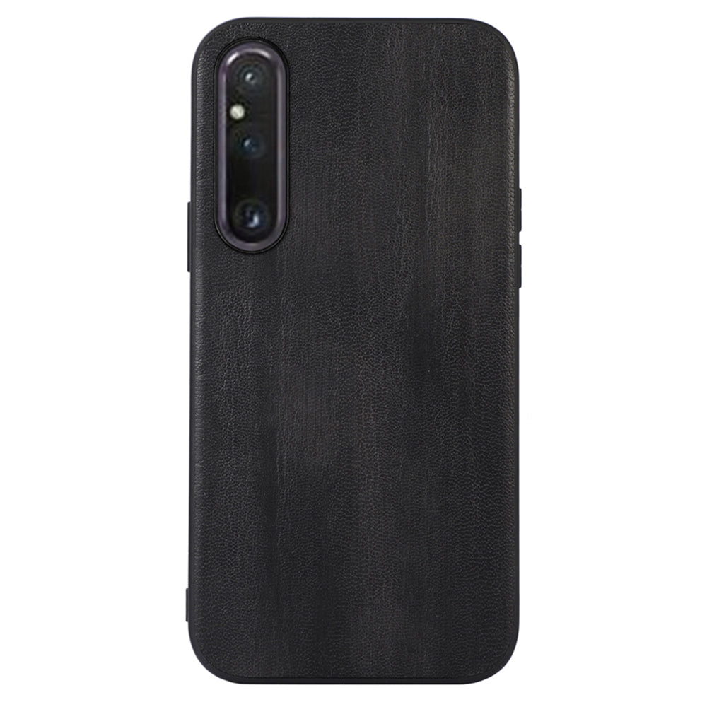 For Sony Xperia 1 V Phone Case, Cowhide Textured PU Leather Coated TPU + PC Protective Cover