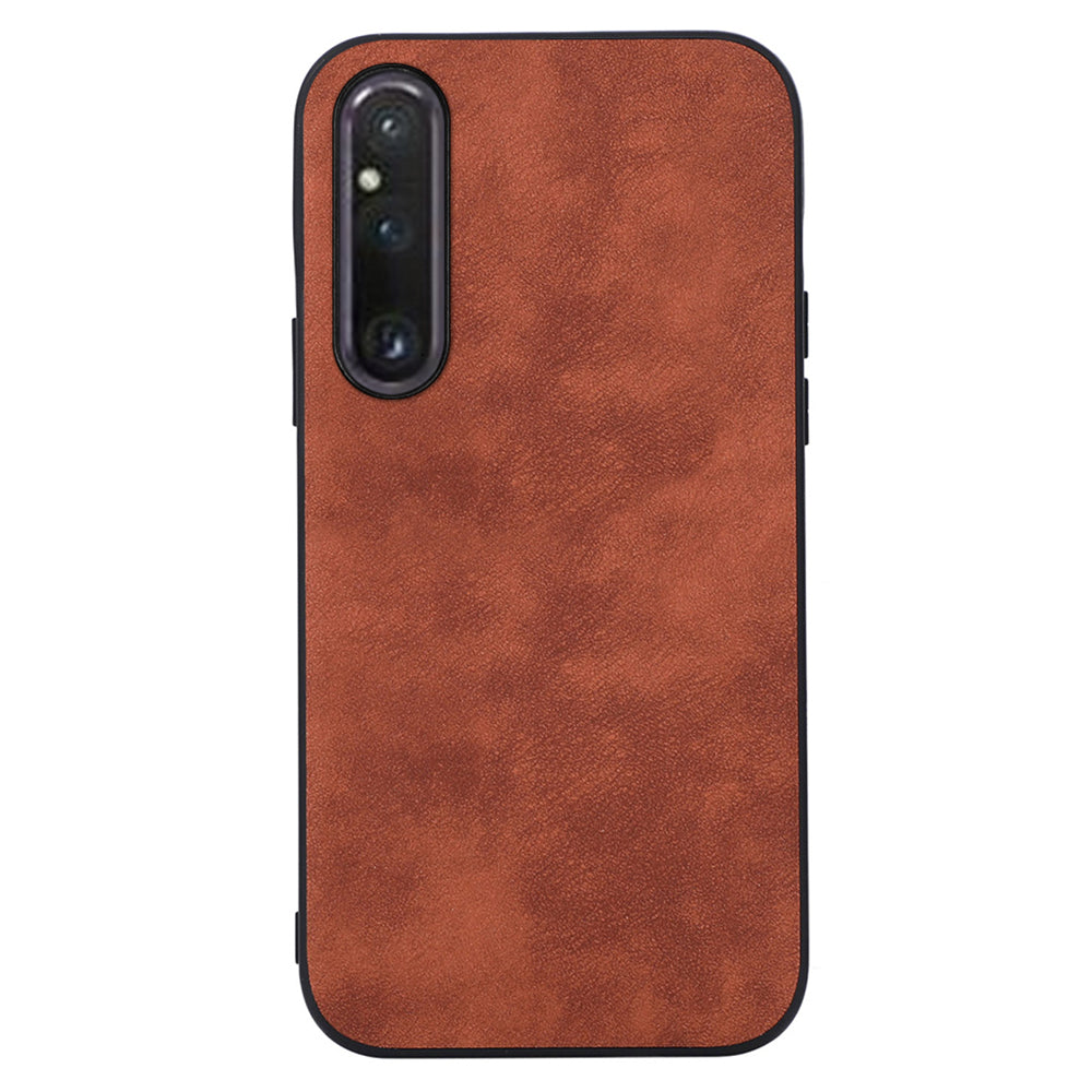For Sony Xperia 1 V Phone Shell Textured PU Leather Coated PC+TPU Protector Cover