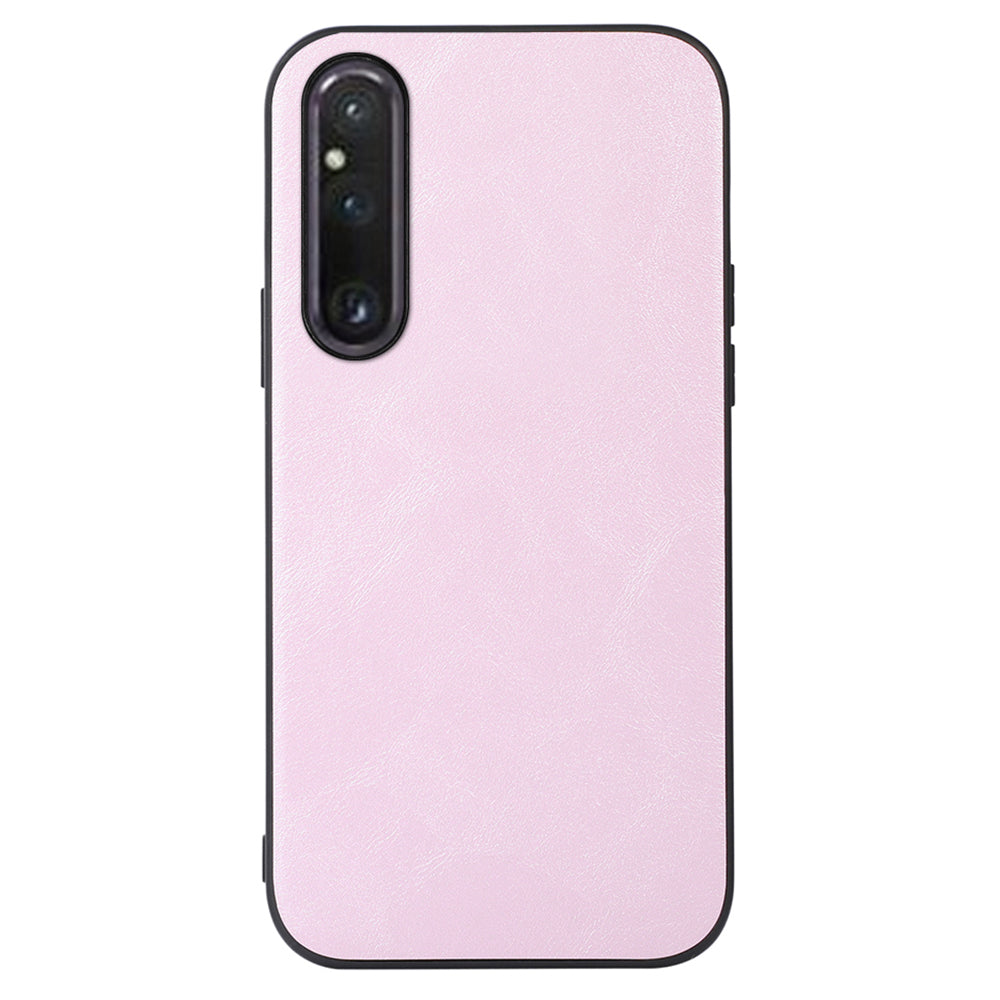 For Sony Xperia 1 V Cowhide Texture PU Leather Coating Case Hard PC Soft TPU Phone Cover