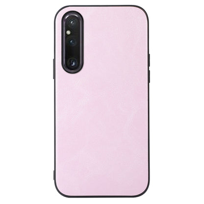 For Sony Xperia 1 V Cowhide Texture PU Leather Coating Case Hard PC Soft TPU Phone Cover