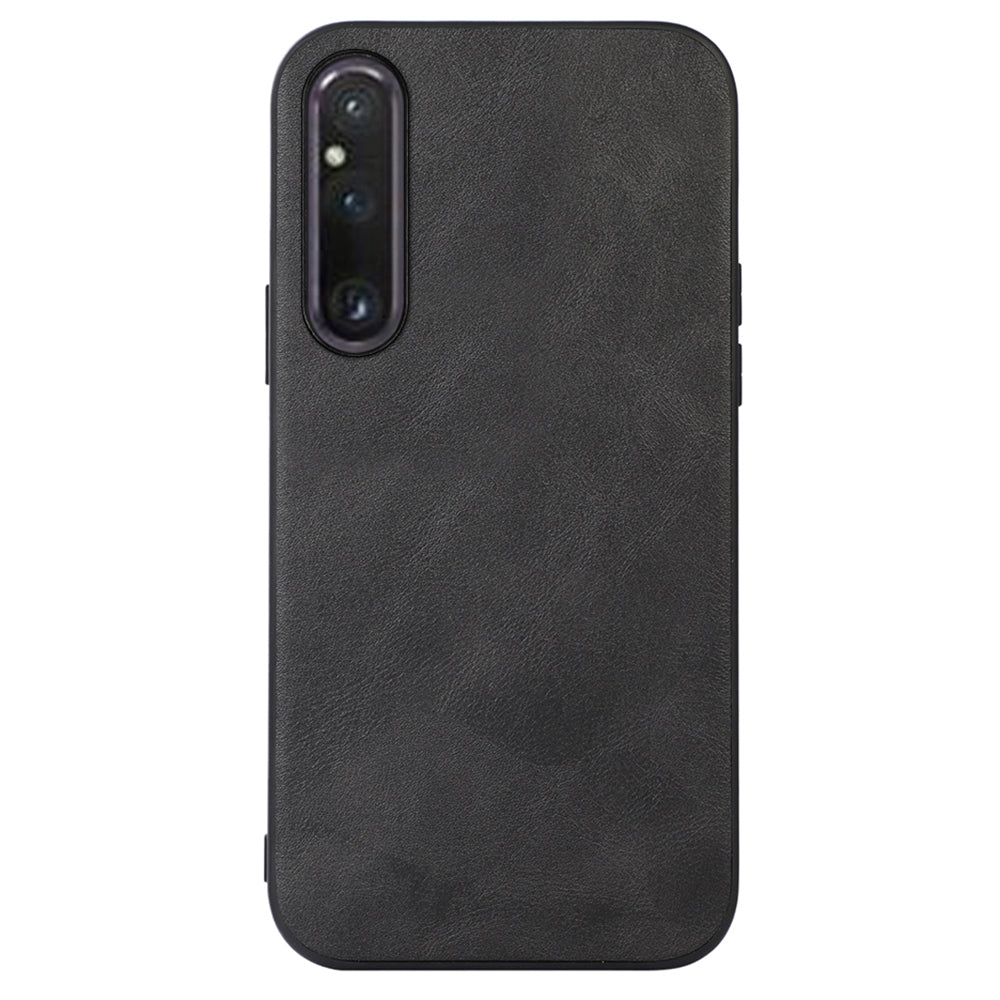 For Sony Xperia 1 V Cowhide Texture PU Leather Coating Case Hard PC Soft TPU Phone Cover