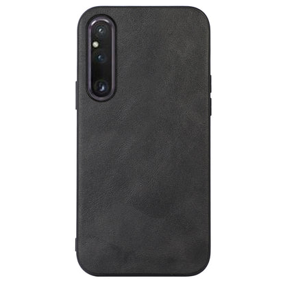 For Sony Xperia 1 V Cowhide Texture PU Leather Coating Case Hard PC Soft TPU Phone Cover