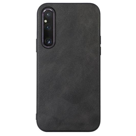 For Sony Xperia 1 V Cowhide Texture PU Leather Coating Case Hard PC Soft TPU Phone Cover